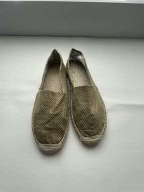 Soludos Shoes Womens 10.5 Dali Slip On Flats Espadrille Brown Geometric Vacation